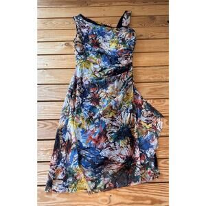 Elana Kattan Women’s Patterned Sleeveless Dress Size M Blue Dd